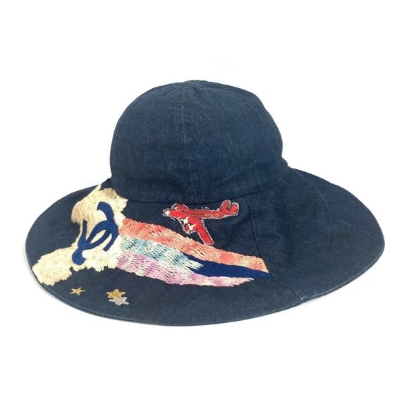 CHANEL Denim Night flight hat hat bucket hat bob hat hat cotton blue main image 9
